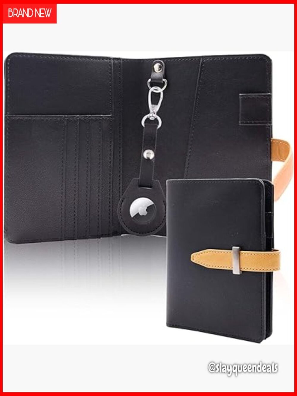 RFID Blocking Passport Holder with AirTag Slot, Travel Wallet